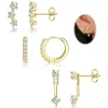 Cross-border European and American best-selling earring set for women, 6-piece set of brass, silver needle, real gold electroplated ear buckles and stud earrings wholesale details Picture